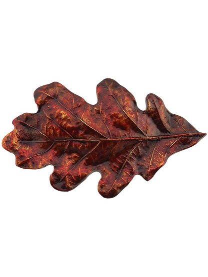 Oak Leaf Bin Pull in Hand Tinted Antique Brass.
